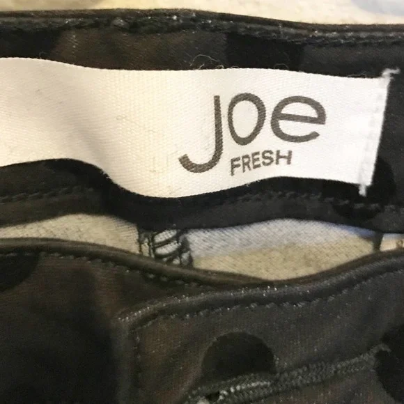 Joe Fresh Jeans Black on Black Velvet Polka Dot Low Rise Stretch Zipper Everyday - Picture 7 of 11